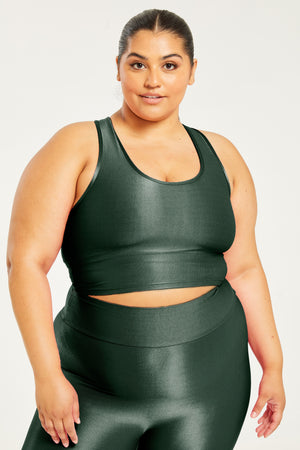 Hi-Shine Cropped Tank Forest Green