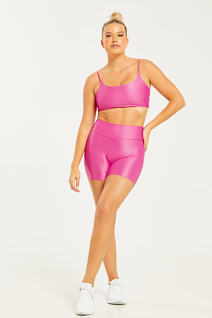 Hi-Shine Track Shorts Hot Pink