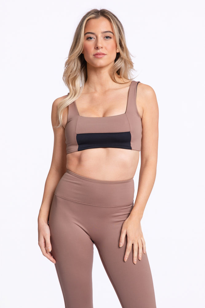 FORMFIT Square Neck Bralette Two Tone Black & Mocha