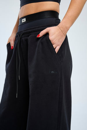 Double Waist Oversized Sweatpants Black