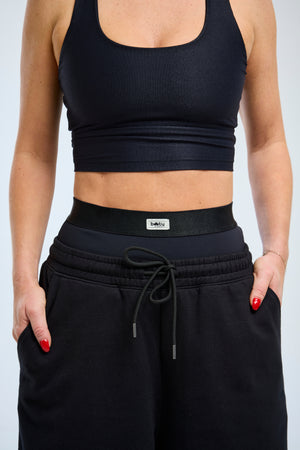 Double Waist Oversized Sweatpants Black