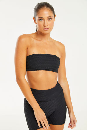 Croco Skin Bandeau Top Black