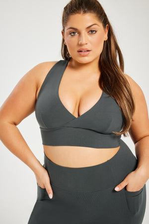 Super Stretch Plunge Bra Dark Grey