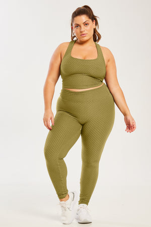 Croco Skin Seamless Leggings Olive