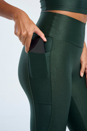 Hi-Shine Pocket Leggings Forest Green