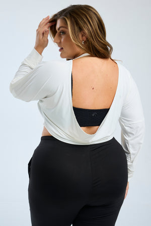 Open Back Cropped Long Sleeve Ivory