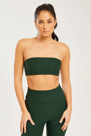 Croco Skin Bandeau Top Forest Green