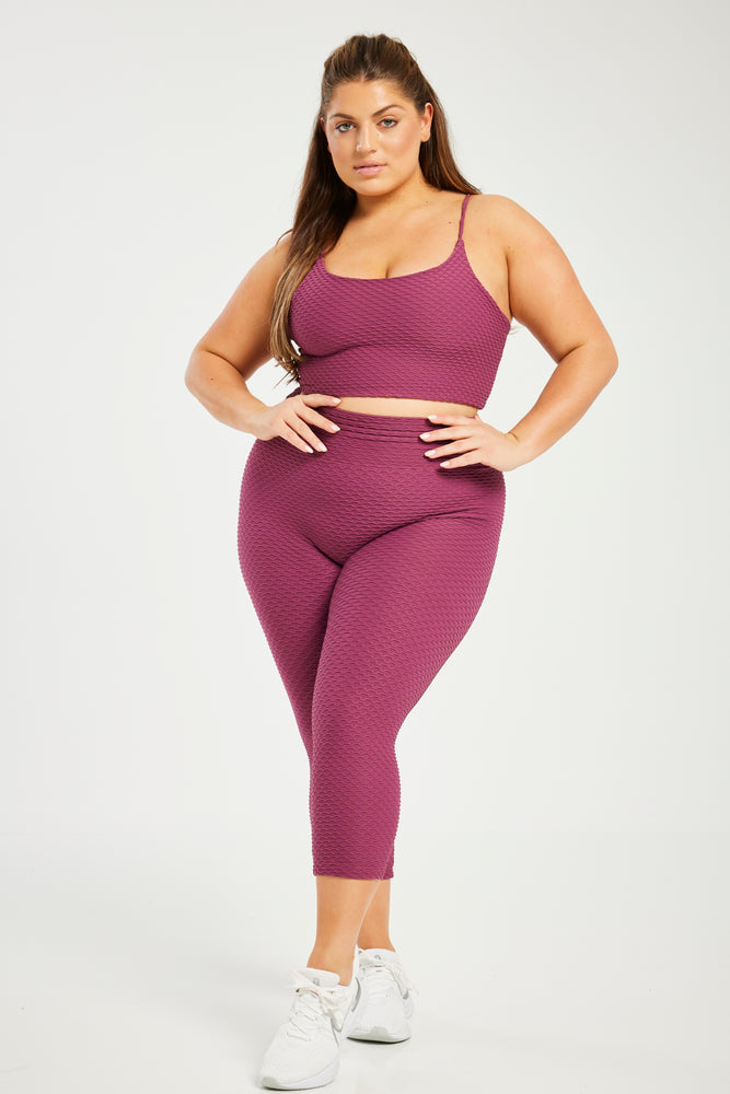 Croco Skin Seamless Cropped Leggings Berry