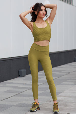 Croco Skin Seamless Leggings Olive