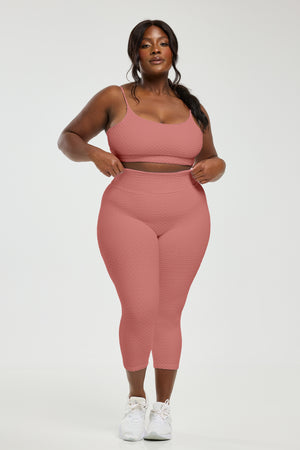 Croco Skin Seamless Cropped Leggings Rosé