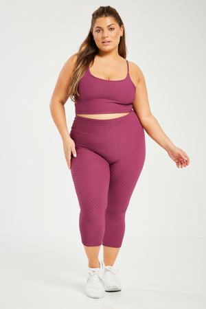 Croco Skin Seamless Cropped Leggings Berry