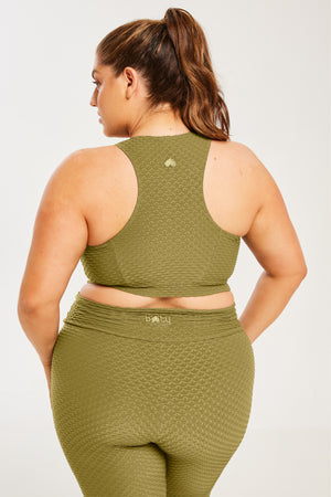 Croco Skin Scoop Top Olive