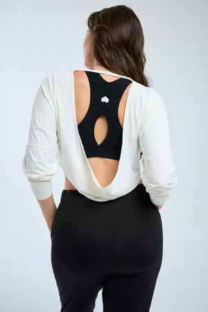 Open Back Cropped Long Sleeve Ivory