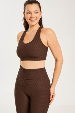 Croco Skin Scoop Top Coffee