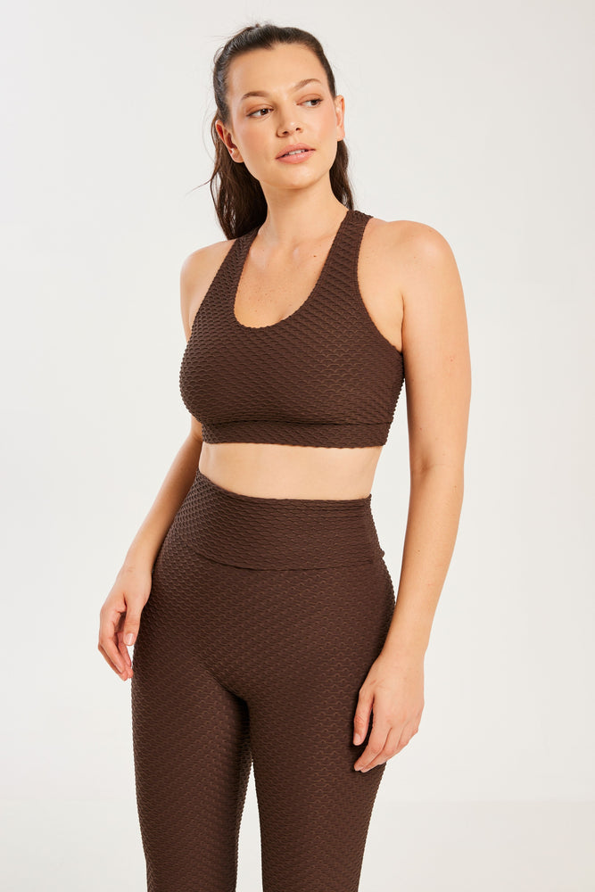 Croco Skin Scoop Top Coffee