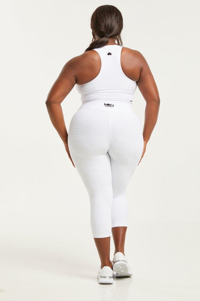 Croco Skin Cropped Leggings White (WITH SEAM-FINAL SALE)