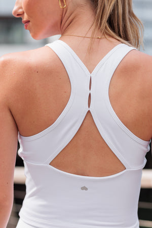 Full Coverage Racerback Tank White