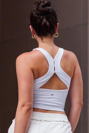 Full Coverage Racerback Tank White