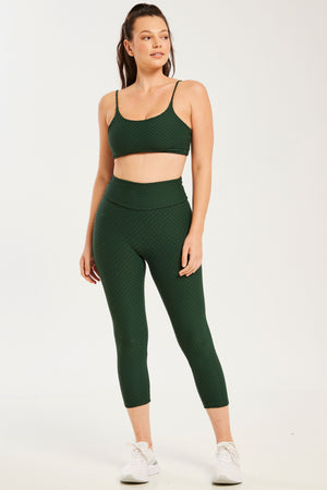 Croco Skin Seamless Cropped Leggings Forest Green