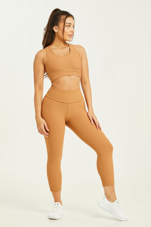 Croco Skin Cropped Leggings Caramel (FINAL SALE)