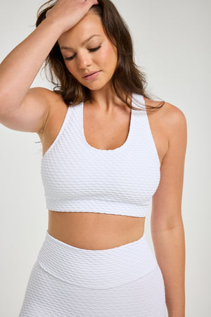 Croco Skin Scoop Top White