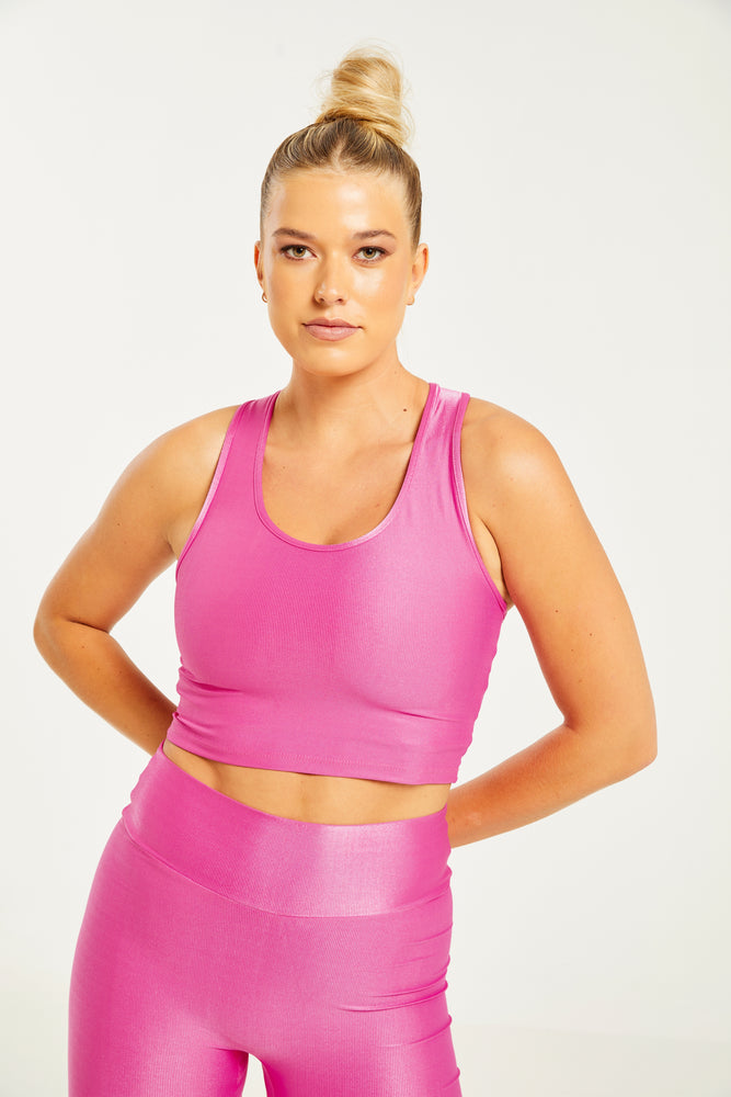 Hi-Shine Cropped Tank Hot Pink (FINAL SALE)