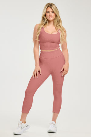 Croco Skin Seamless Cropped Leggings Rosé