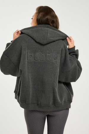 Boyfriend Zip Up Dark Heather Grey