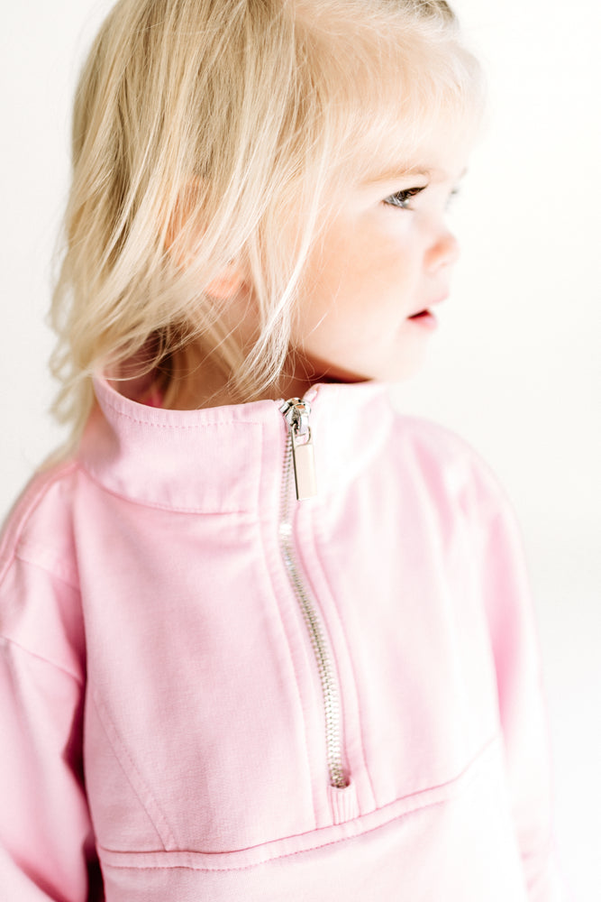 Kids Half Zip Sweatshirt Pink