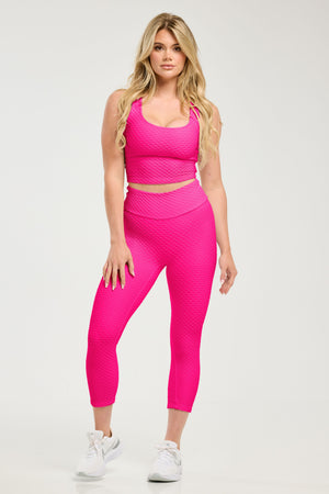 Croco Skin Seamless Cropped Leggings Ultra Pink