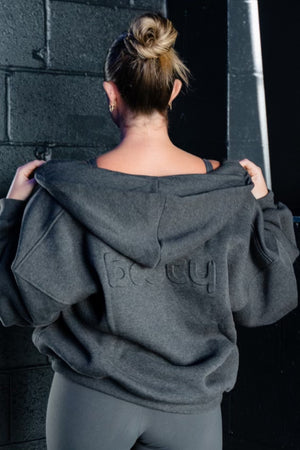 Boyfriend Zip Up Dark Heather Grey