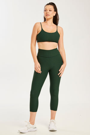 Croco Skin Seamless Cropped Leggings Forest Green