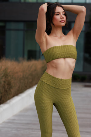 Croco Skin Bandeau Top Olive