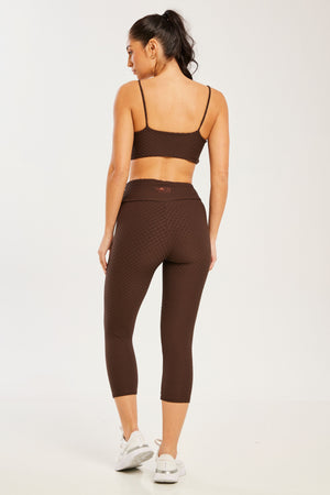 Croco Skin Seamless Cropped Leggings Coffee