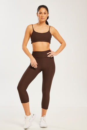 Croco Skin Seamless Cropped Leggings Coffee