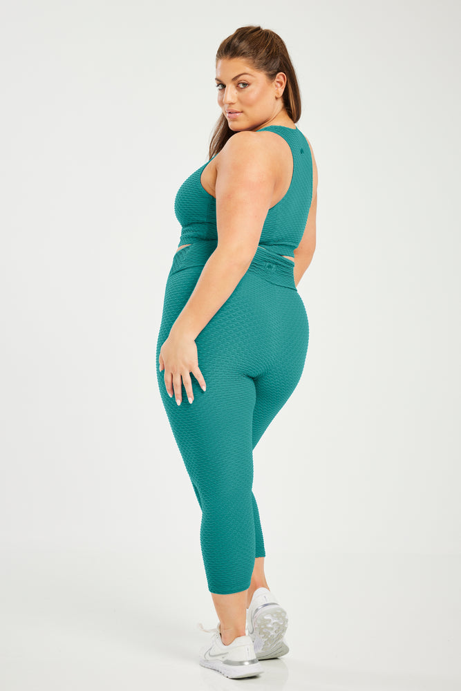 Croco Skin Seamless Cropped Leggings Jade