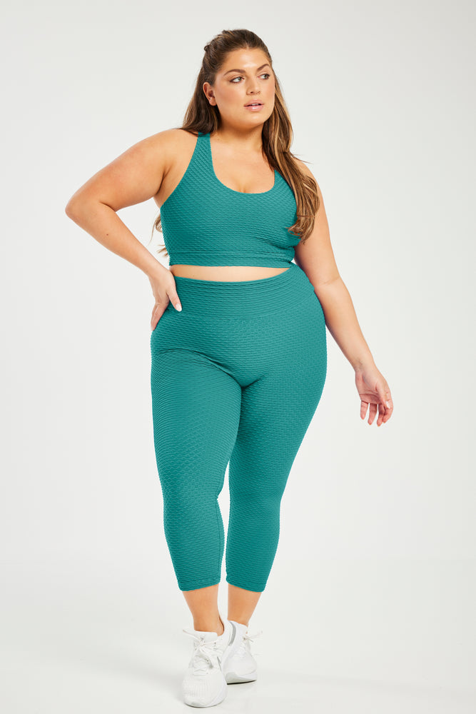 Croco Skin Seamless Cropped Leggings Jade