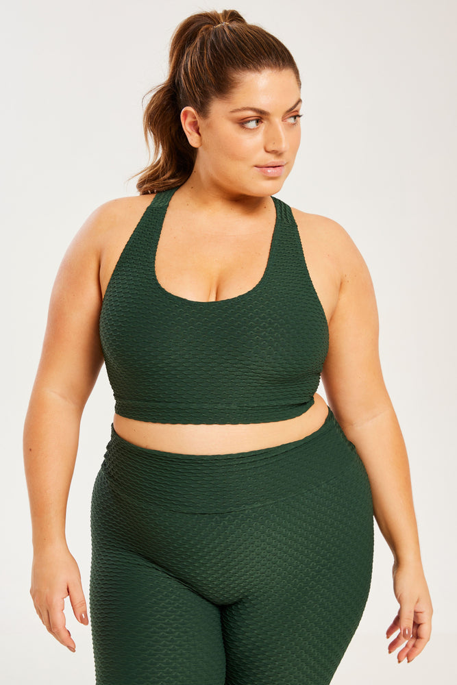 Croco Skin Scoop Top Forest Green