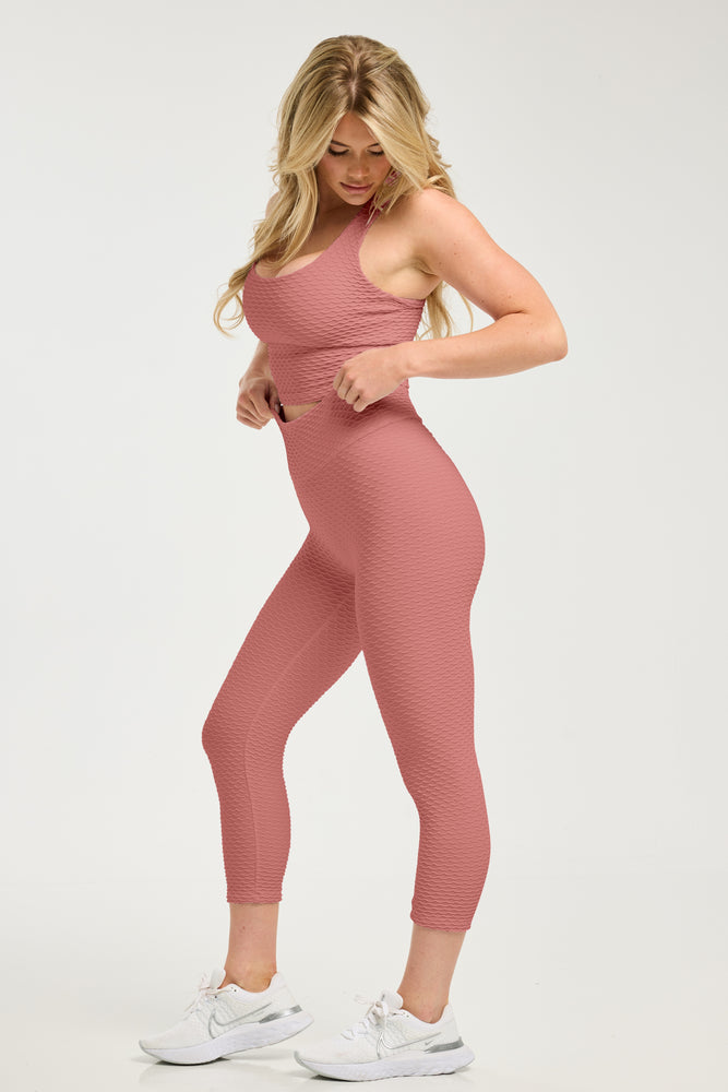 Croco Skin Seamless Cropped Leggings Rosé