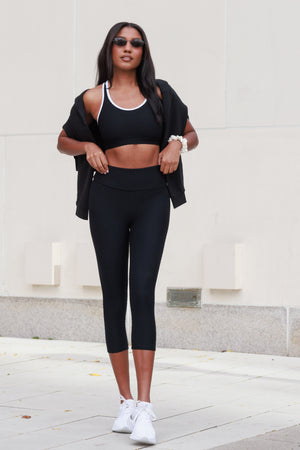 Croco Skin Seamless Cropped Leggings Black