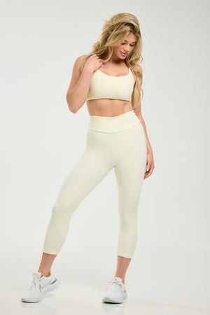 Croco Skin Seamless Cropped Leggings French Vanilla