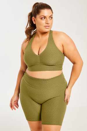 Croco Skin Curvy Top Olive