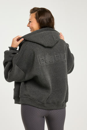 Boyfriend Zip Up Dark Heather Grey