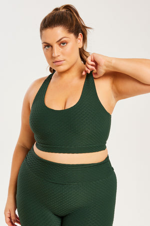 Croco Skin Scoop Top Forest Green