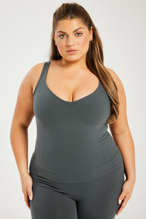 Super Stretch Sweetheart Tank Dark Grey