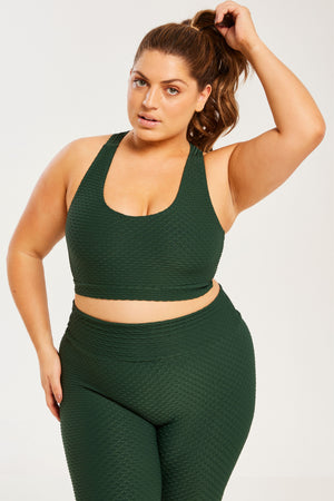 Croco Skin Scoop Top Forest Green