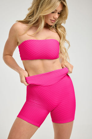 Croco Skin Bandeau Top Ultra Pink