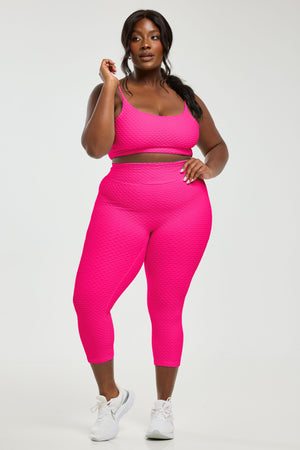 Croco Skin Seamless Cropped Leggings Ultra Pink