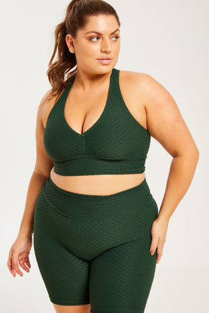 Croco Skin Curvy Top Forest Green