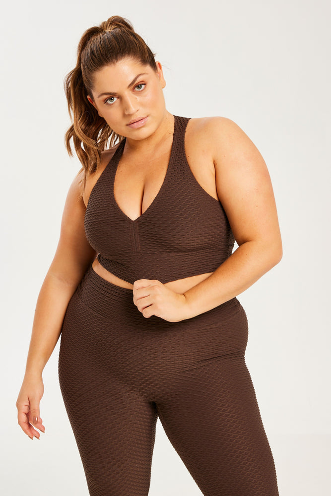 Croco Skin Curvy Top Coffee